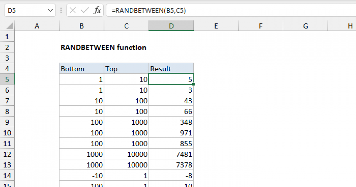 Excel Random Value From Range